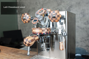 Lelit coffee machine mara x, bianca, Handle, Knob, Pull rod, Cover ,Decorative ring , complete set of solid wood, checkerboard,
