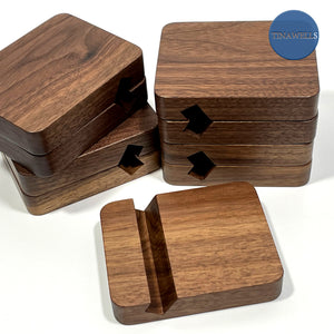 Tablet Phone Stand, Product Size is Suitable for Most Mobile Phones and PAD Products in The Market.North American Black Walnut.